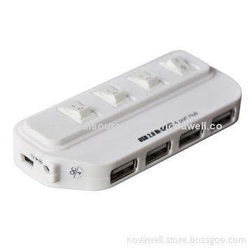 4-port USB2.0 Hub, Supports Plug-and-play Function, No Need Extra Power with 80cm Cable